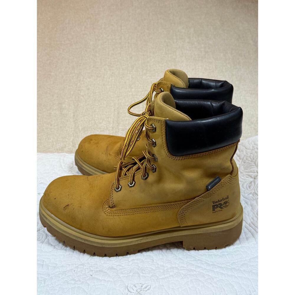 Timberland Pro Men's Tan 10M Waterproof Soft Toe Direct Attach 6 Inch Work Boots - Picture 12 of 13